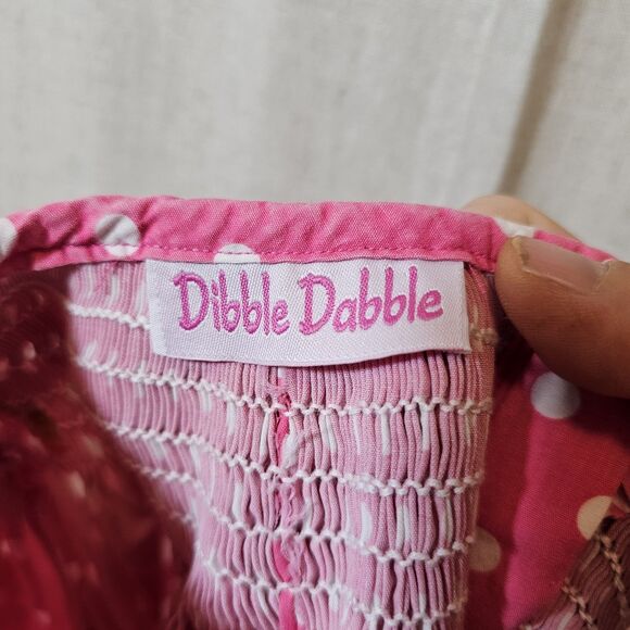 Dibble Dabble Baby Toddler Girl 24m Smocked Bunny Easter Pink White Polka Dot - Picture 7 of 8